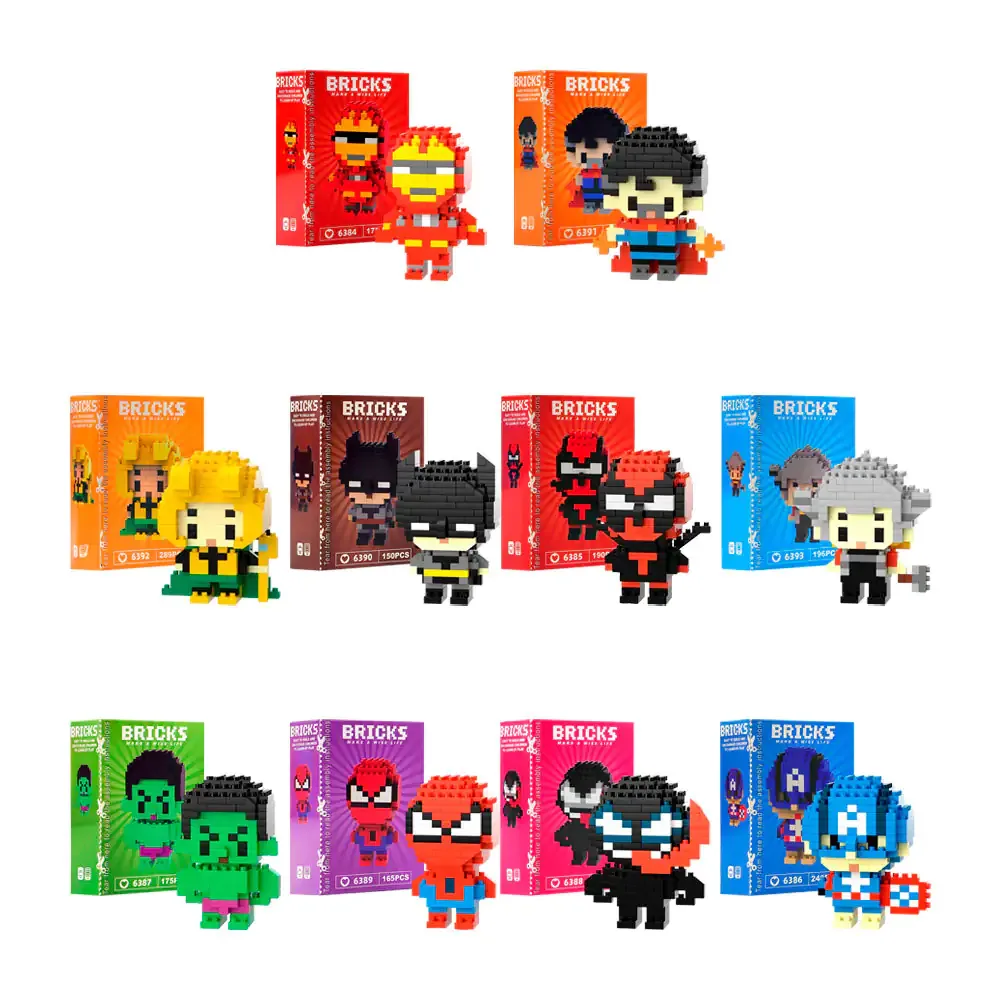 Juguetes armables bricks con diseños de superhéroes y anime, variedad de modelos / lu88899