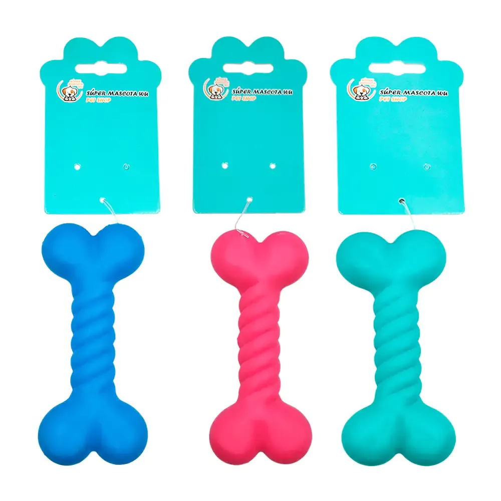 Juguete mordedera para mascota con forma de hueso en espiral, 12cm, variedad de colores