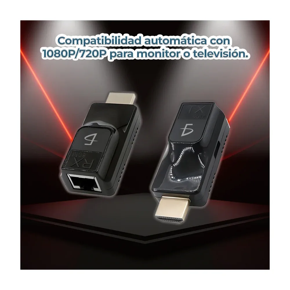 Extensor repetidor hdmi de 60 metros a cable ethernet rj45 categoría cat 5e/6 / av.sz.adp.hdtv.rj45