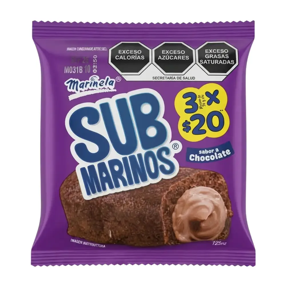 Submarinos marinela relleno sabor chocolate 105g / 156214