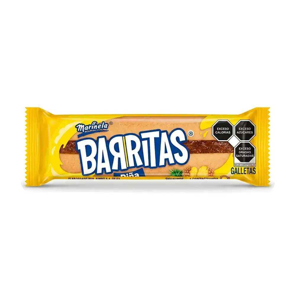 Paquete de barritas marinela con relleno de mermelada sabor piña, 33.5g / barritas.p