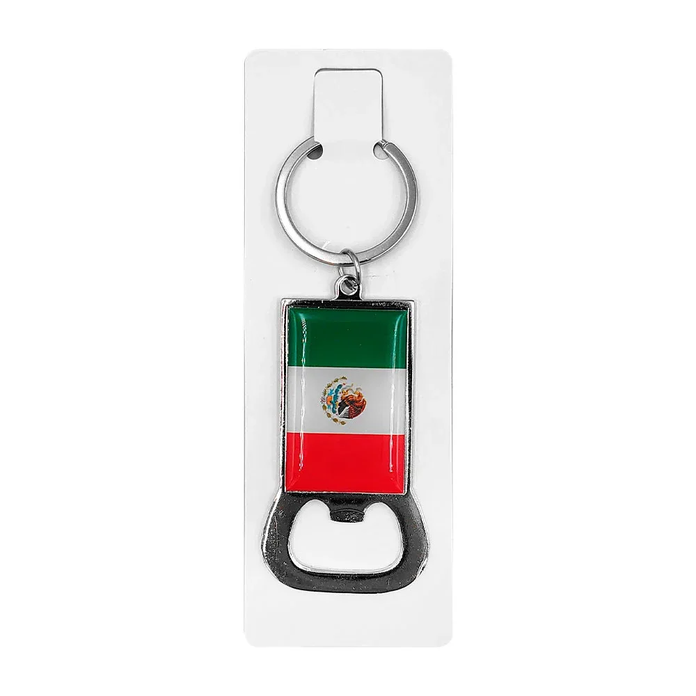 Llavero destapador de acero inoxidable con diseño de bandera de México