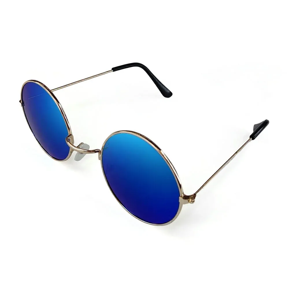 1pza Lentes circulares con marco dorado y micas color tornasol / 2090-2f