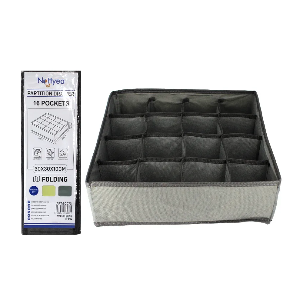 Caja / organizador de tela multifuncional 30 x 30 x 10cm nattyea con 16 compartimentos / 30073