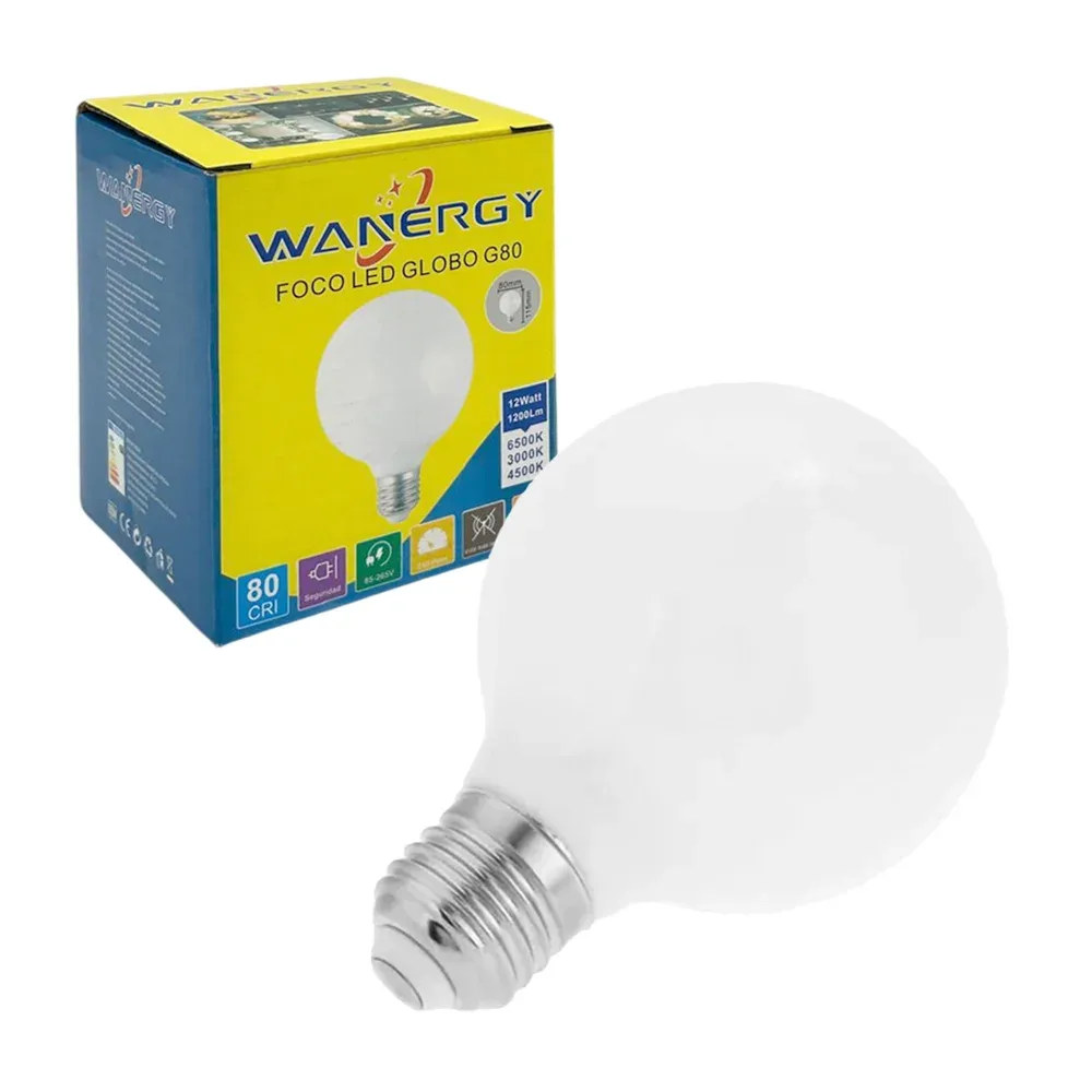 Foco led wanergy led en forma de globo  de 12w / g80