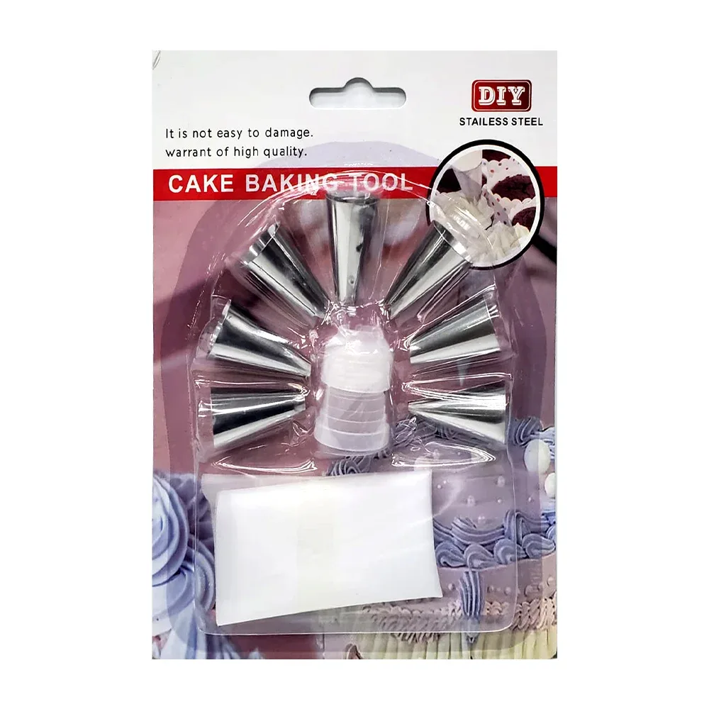 Manga pastelera con 7 boquillas intercambiables para decoración de repostería / cake baking tool cju-269