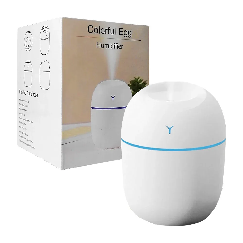Mini humidificador en forma de huevo con luz y capacidad para 220ml, variedad de colores / colorful egg / 11772