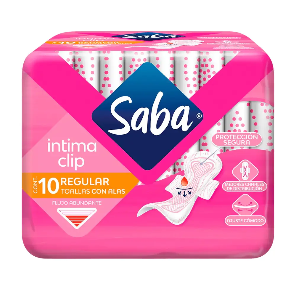 Paquete con 10 toallas femeninas intima clip saba flujo abundante con alas / 006074