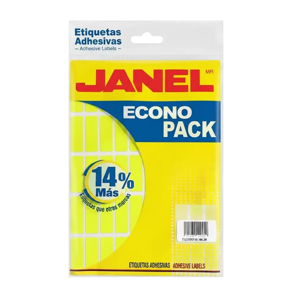 Paquete con 400 etiquetas janel en color amarillo, 13x38mm / 3697