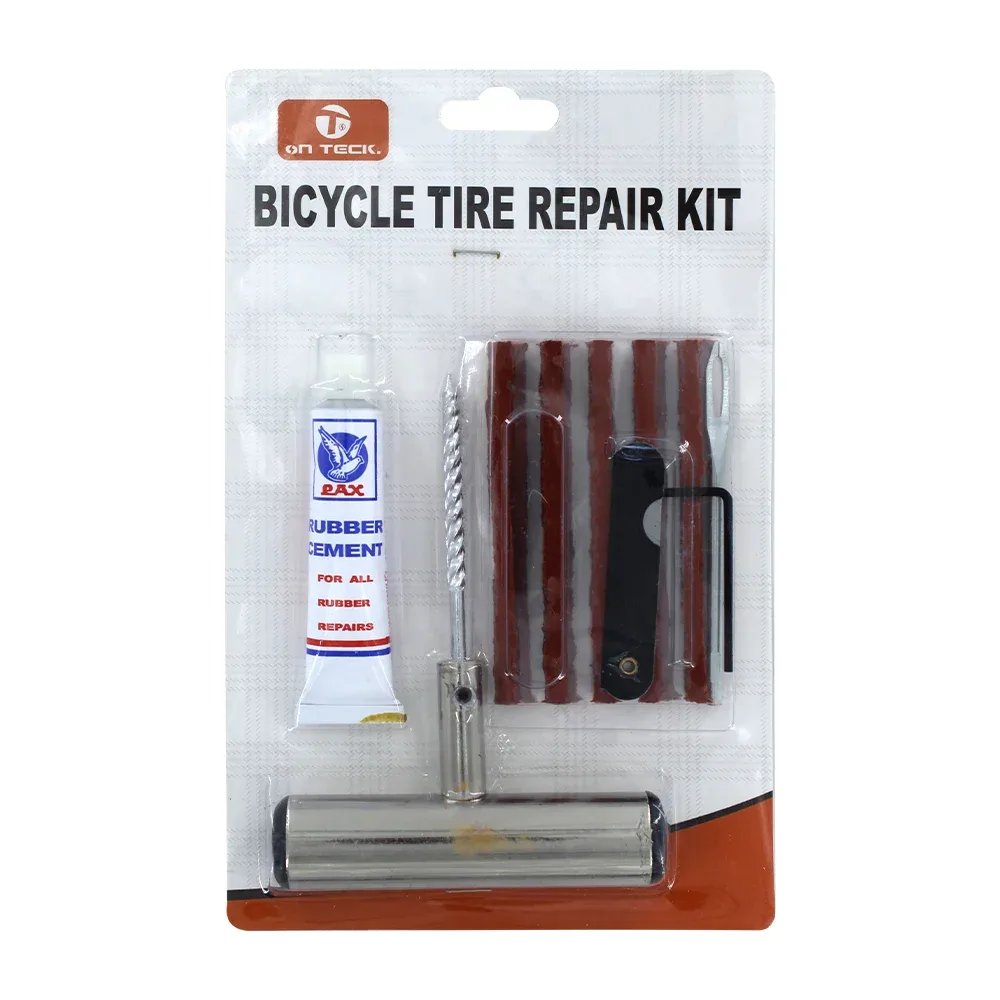 Kit portátil para reparación de ponchaduras de llantas de bicicleta / on teck / 14912