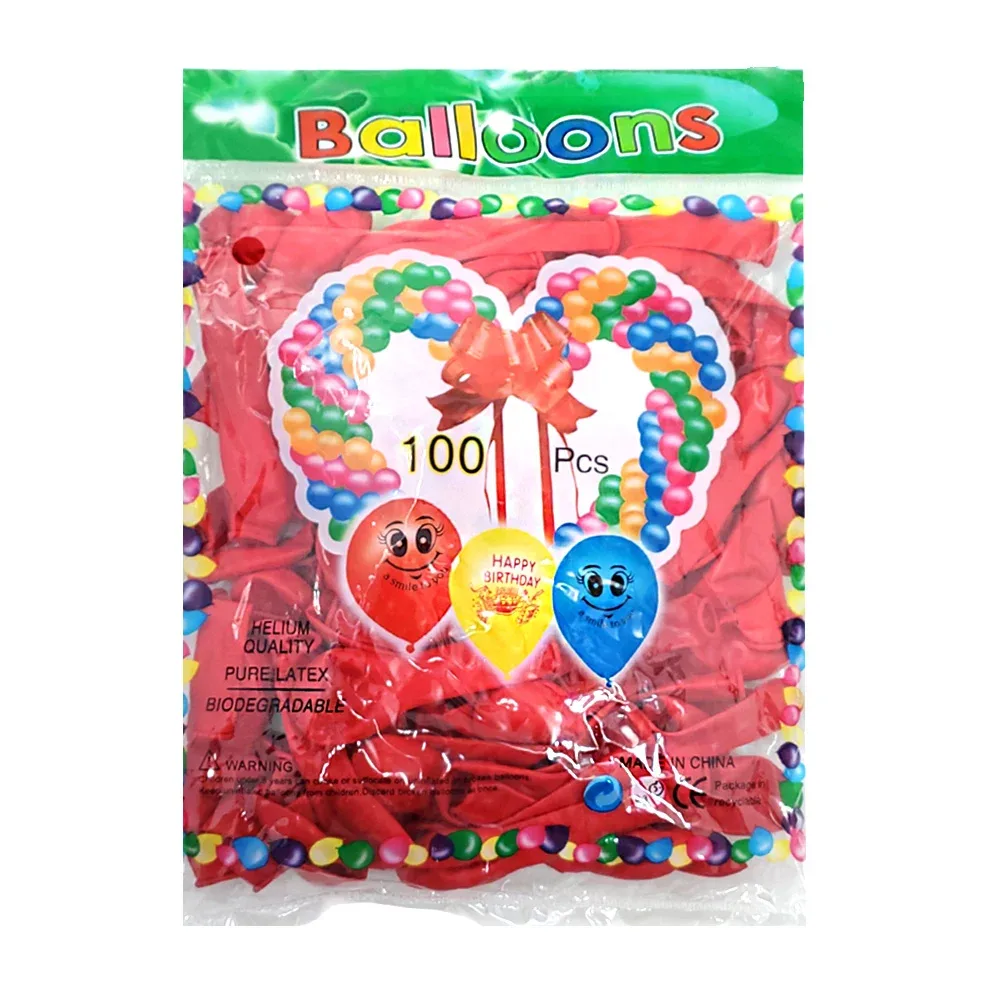 Paquete con 100 globos de látex de 5 pulgadas en color rojo / balloons 662329-3