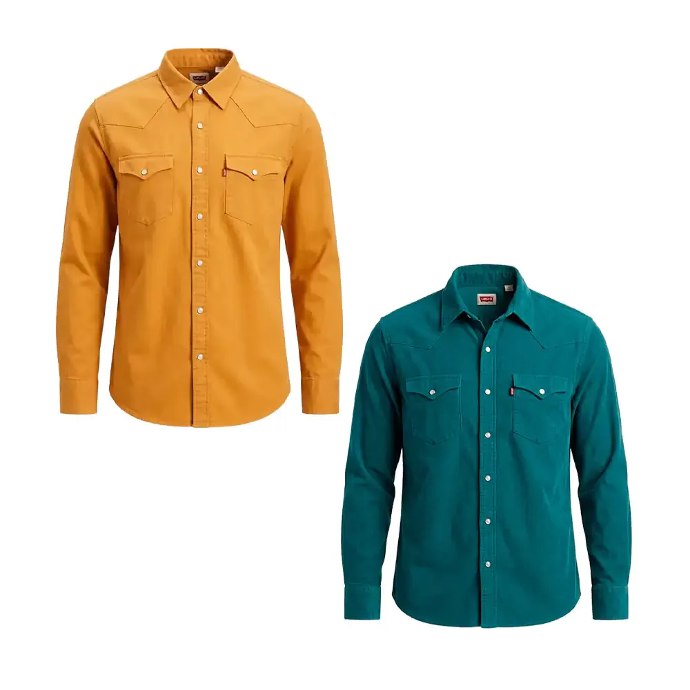 Camisa estándar levis original, manga larga lisa + bolsillos, variedad de tallas