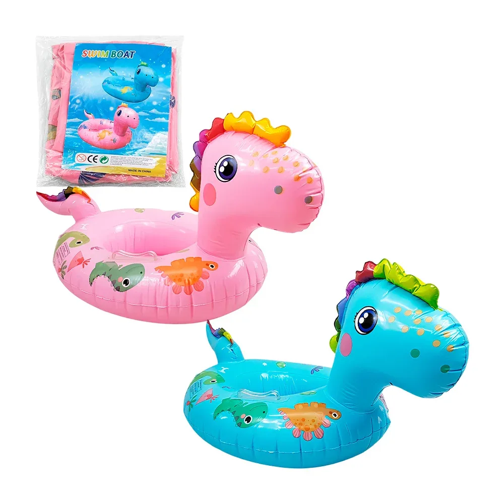 Salvavidas inflable 64x50cm con agarraderas y diseño de dinosaurios para bebe, variedad de colores / swim boat / aas-67-1