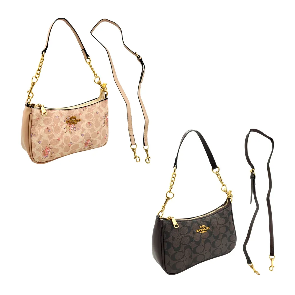 Bolsa pequeña para dama, diseño estampado o liso y 2 agarraderas intercambiables