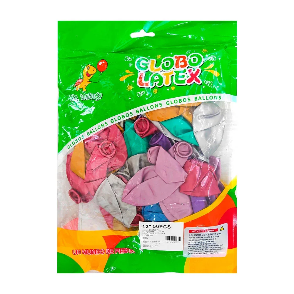 Paquete con 50 globos de látex surtidos, 12 pulgadas, efecto metálico