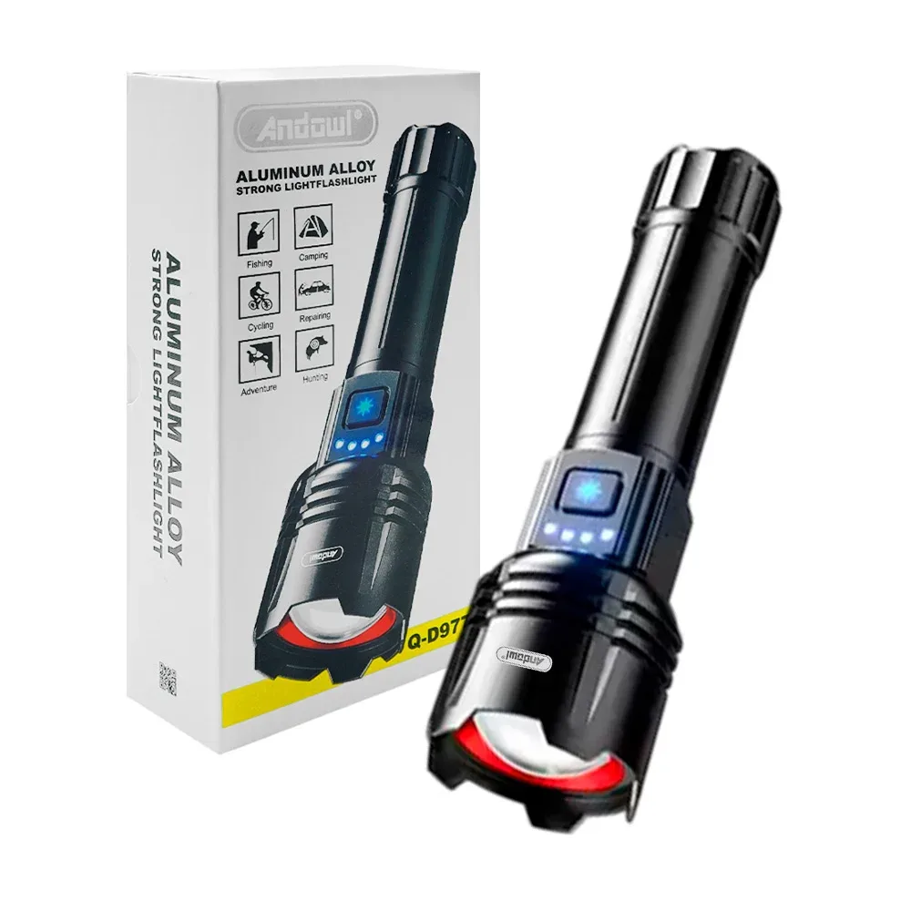 Linterna táctica andowl con zoom ajustable y 3 niveles de luz intercambiables