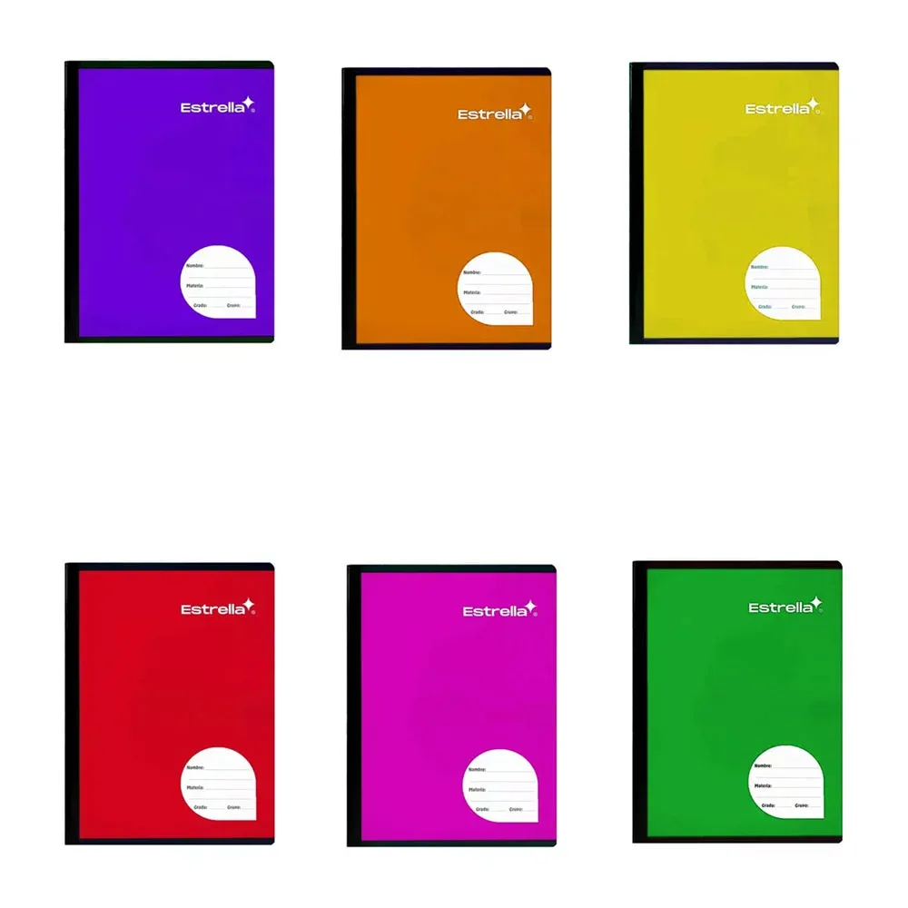 Cuaderno profesional estrella starkid cosido con 100 hojas papel bond en cuadrícula grande 7mm, variedad de colores / 004818 / 0543