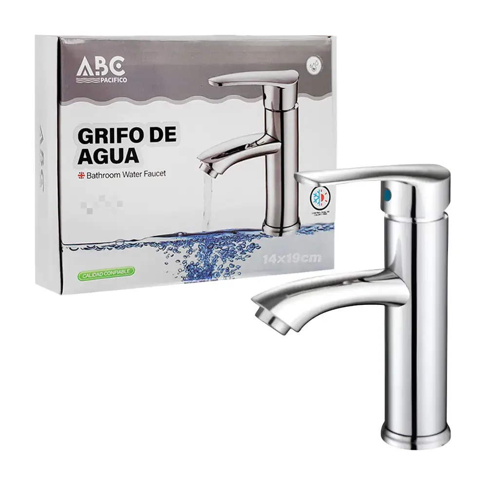 Grifo - monomando curvo de acero inoxidable para lavabo, 14x19cm / 423526