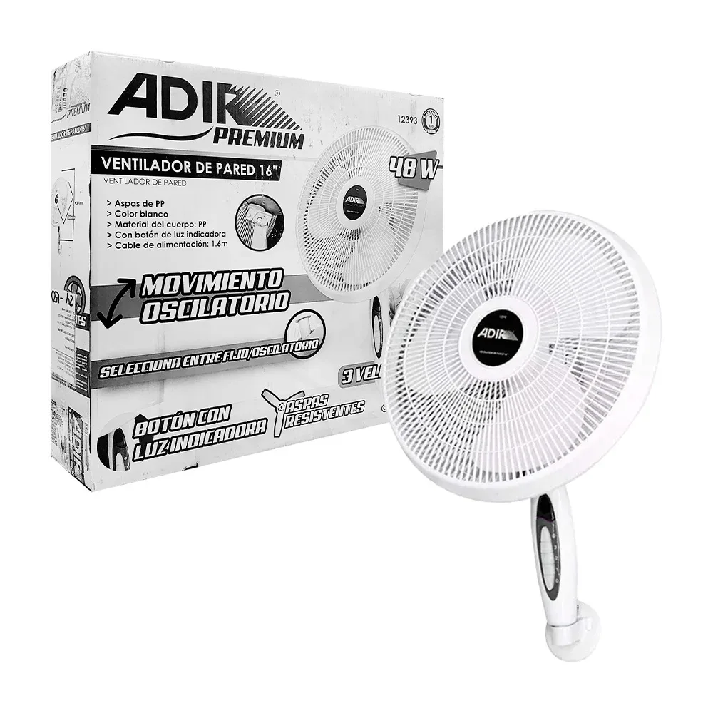 Ventilador adir de 16 pulgadas para pared con 3 velocidades y potencia de 48w / 12393