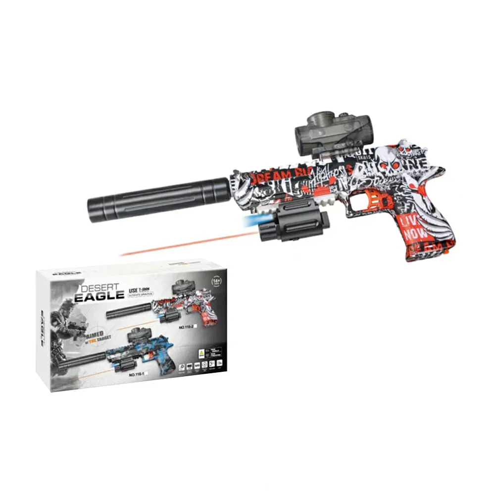 Pistola desert eagle diseño de calaveras con modo automático para lanzar bolitas de hidrogel 7-8mm / 116-2
