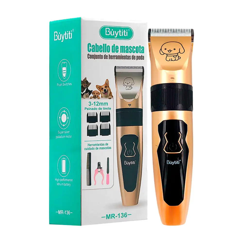 Máquina para cortar el pelo para mascotas con kit de cuidado y 4 peinetas