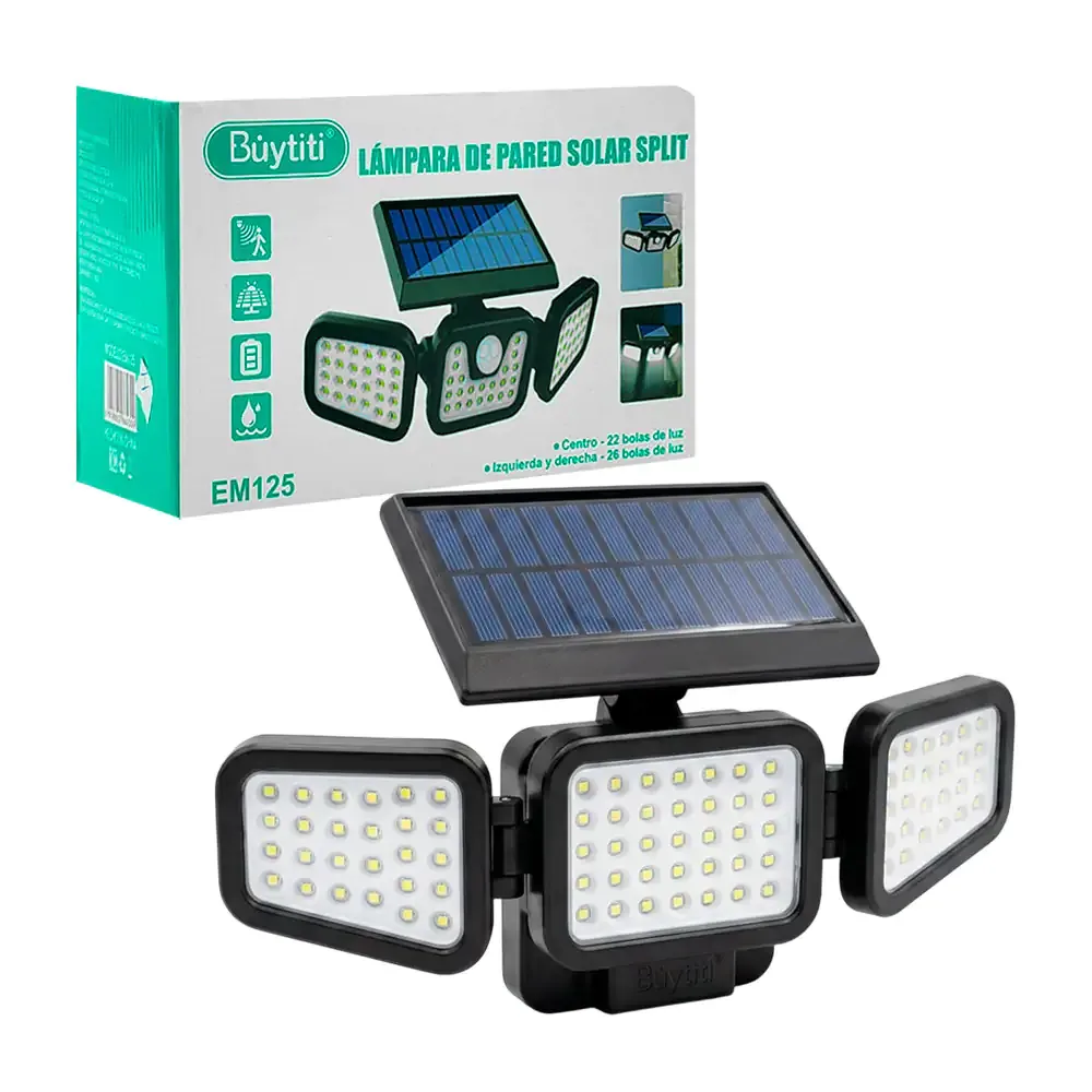 Lámpara solar buytiti, ajustable para exterior con triple panel led y sensor