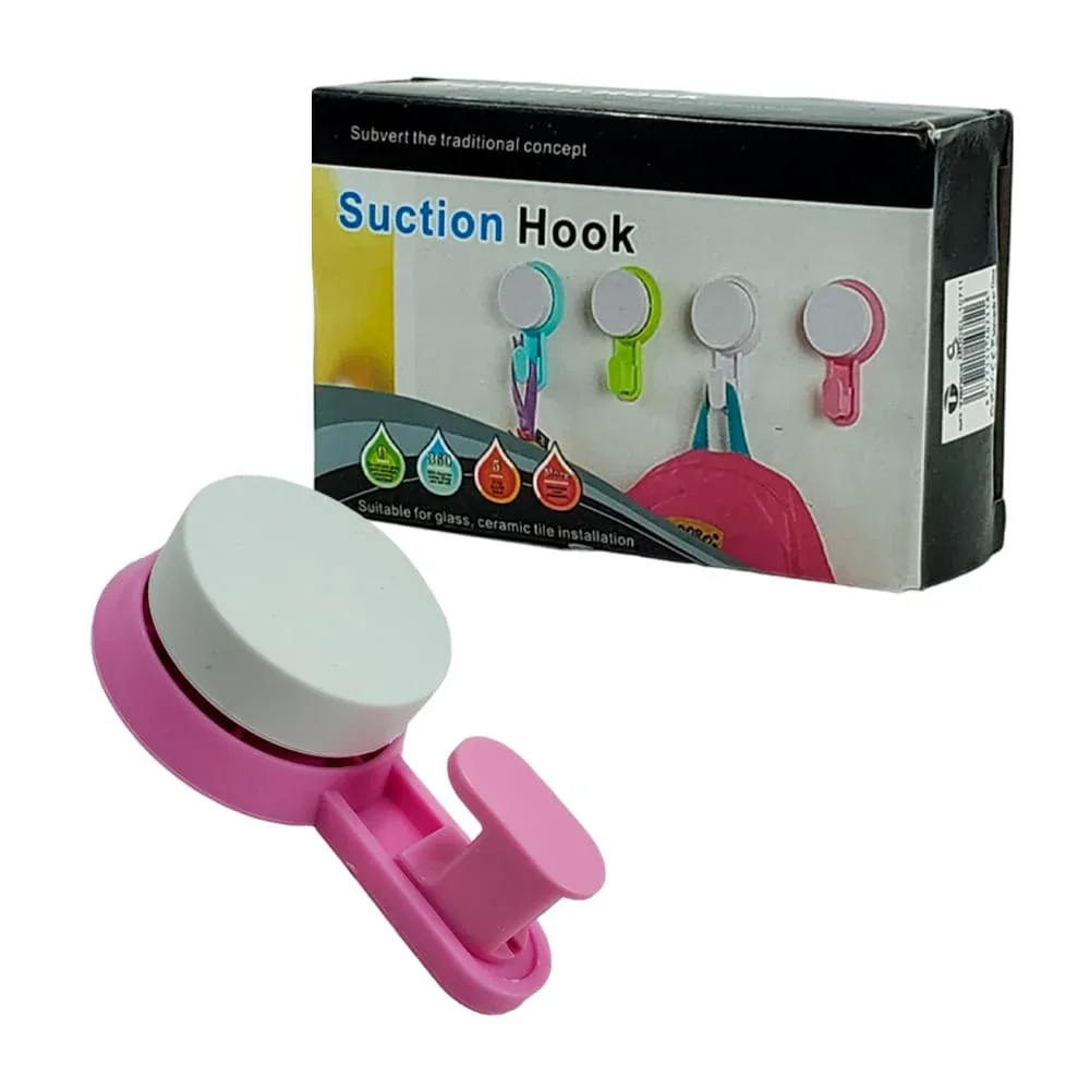 Gancho multiusos de plástico con ventosa, variedad de colores / suction hook / 10711