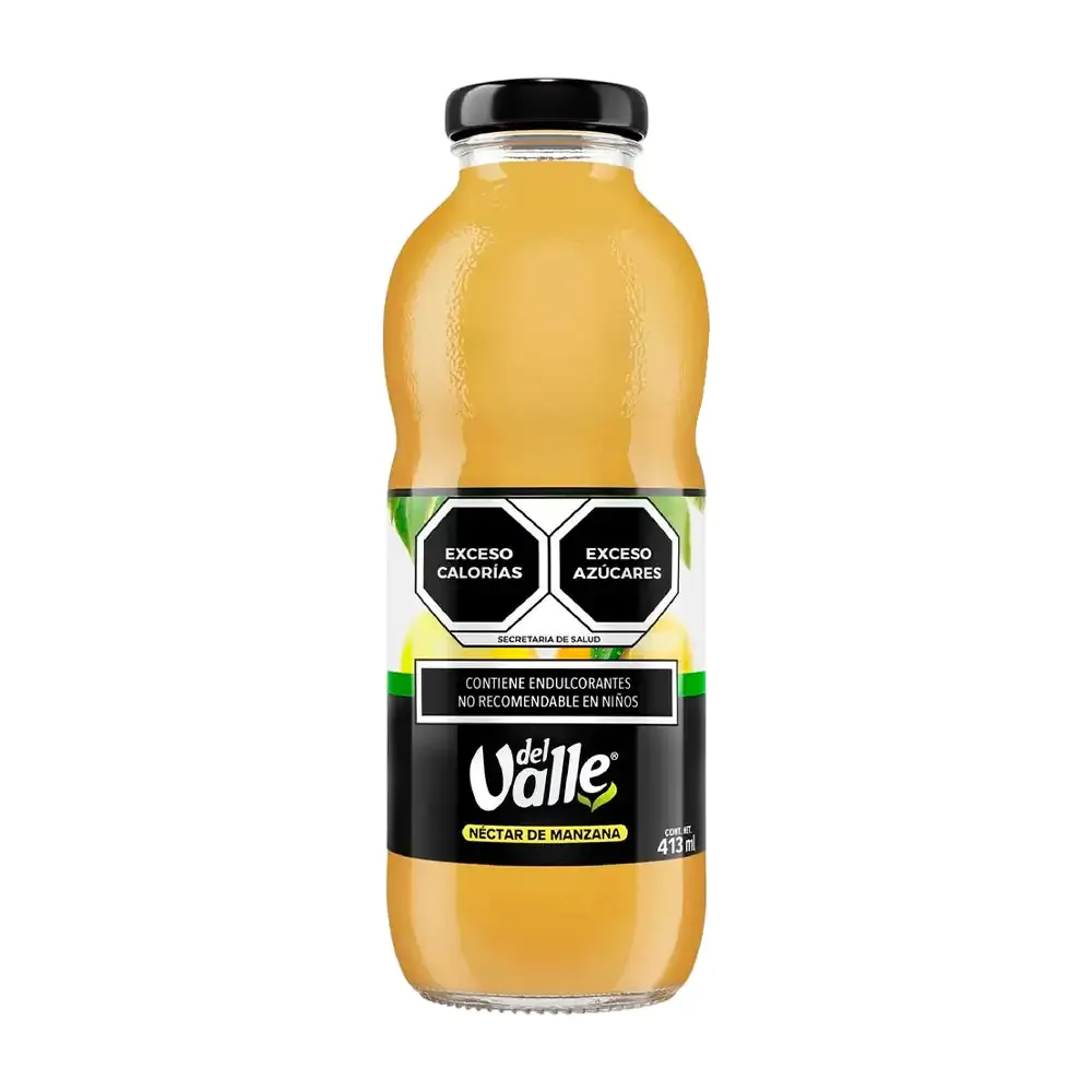 Jugo del valle sabor nectar de manzana, 413ml en botella de vidrio / 052024