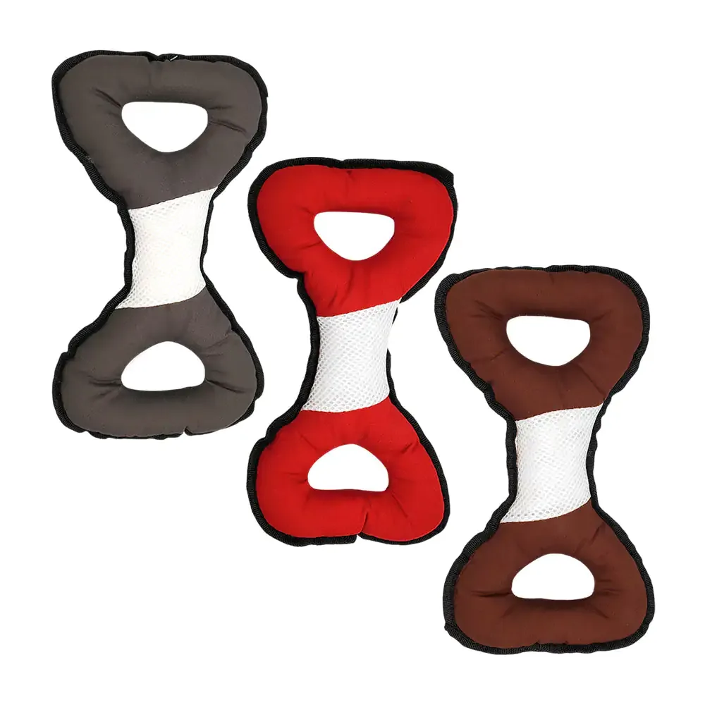 Juguete peluche para mascota de doble agarradera con forma tipo hueso + chifle, variedad