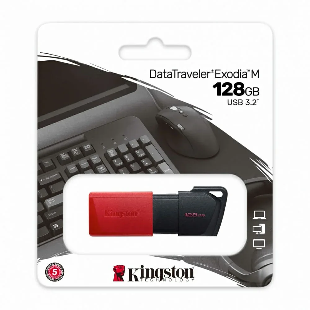Memoria usb 3.2 data travel exodia kingston color rojo negro de plástico con capacidad de 128gb / dtxm128gb