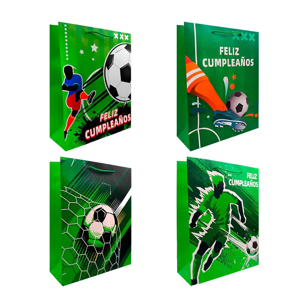Bolsa de regalo rji con temática de futbol, variedad de diseños, 40x31x12cm