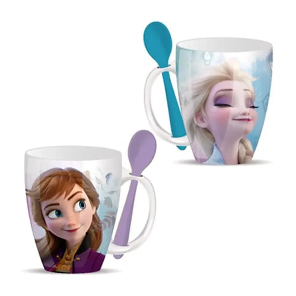 Juego de 2 tazas de porcelana con cucharas de cerámica y diseño de frozen con capacidad para 310ml / 1738-425