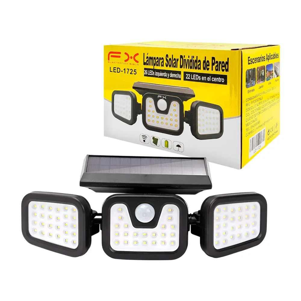 Lámpara solar fx con 3 paneles de led, multifuncional de uso rudo / led-1725
