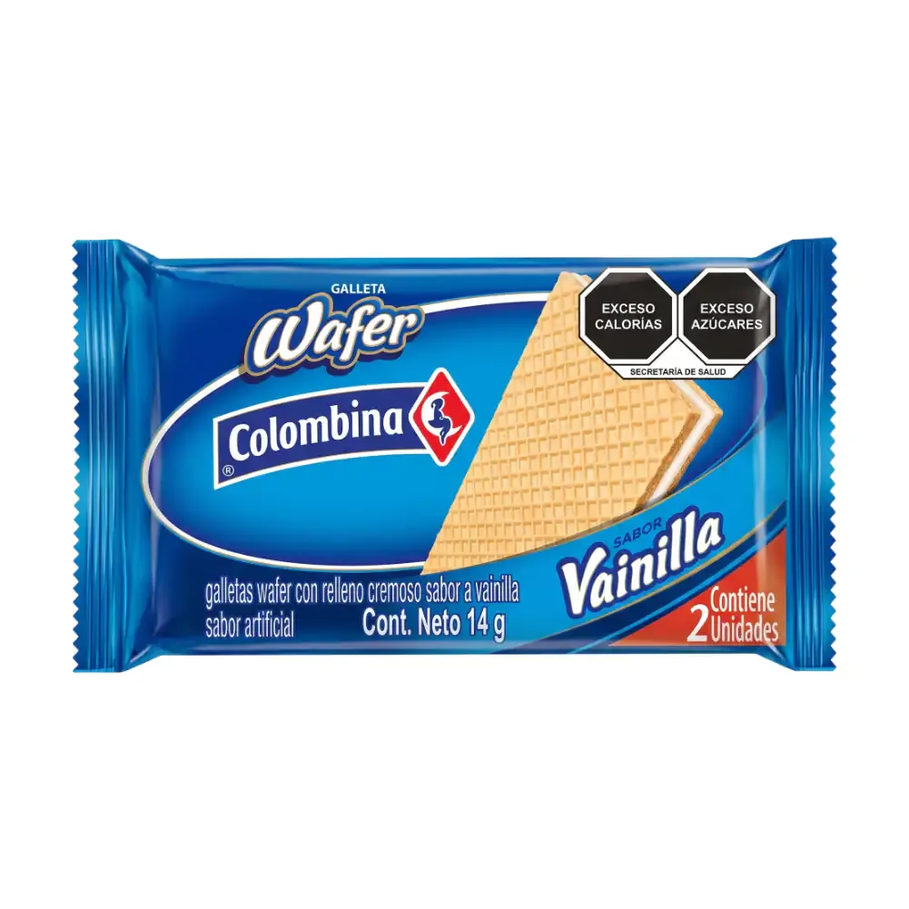 1pza wafer colombina, galleta rellena sabor vainilla 14g / 003863