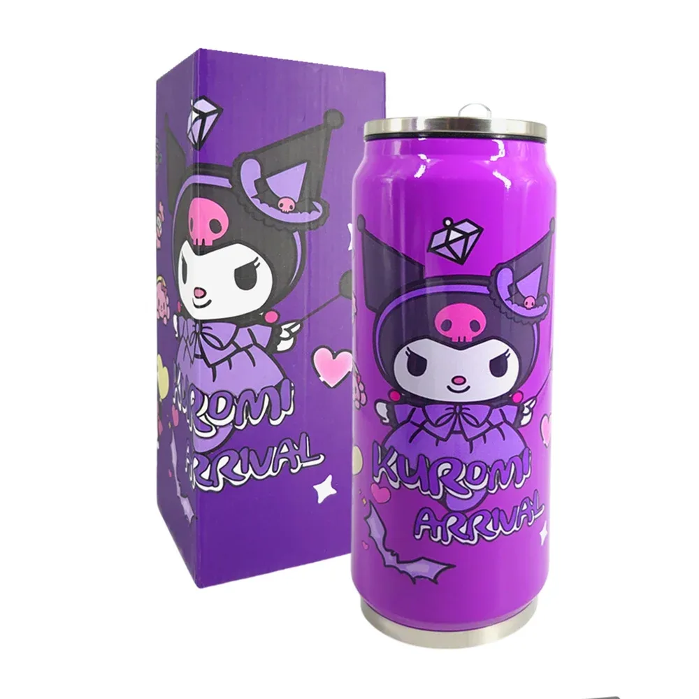 Termo botella de acero inoxidable en forma de lata con capacidad 500ml y estampado personajes animados, variedad de modelos / 24-termo-028