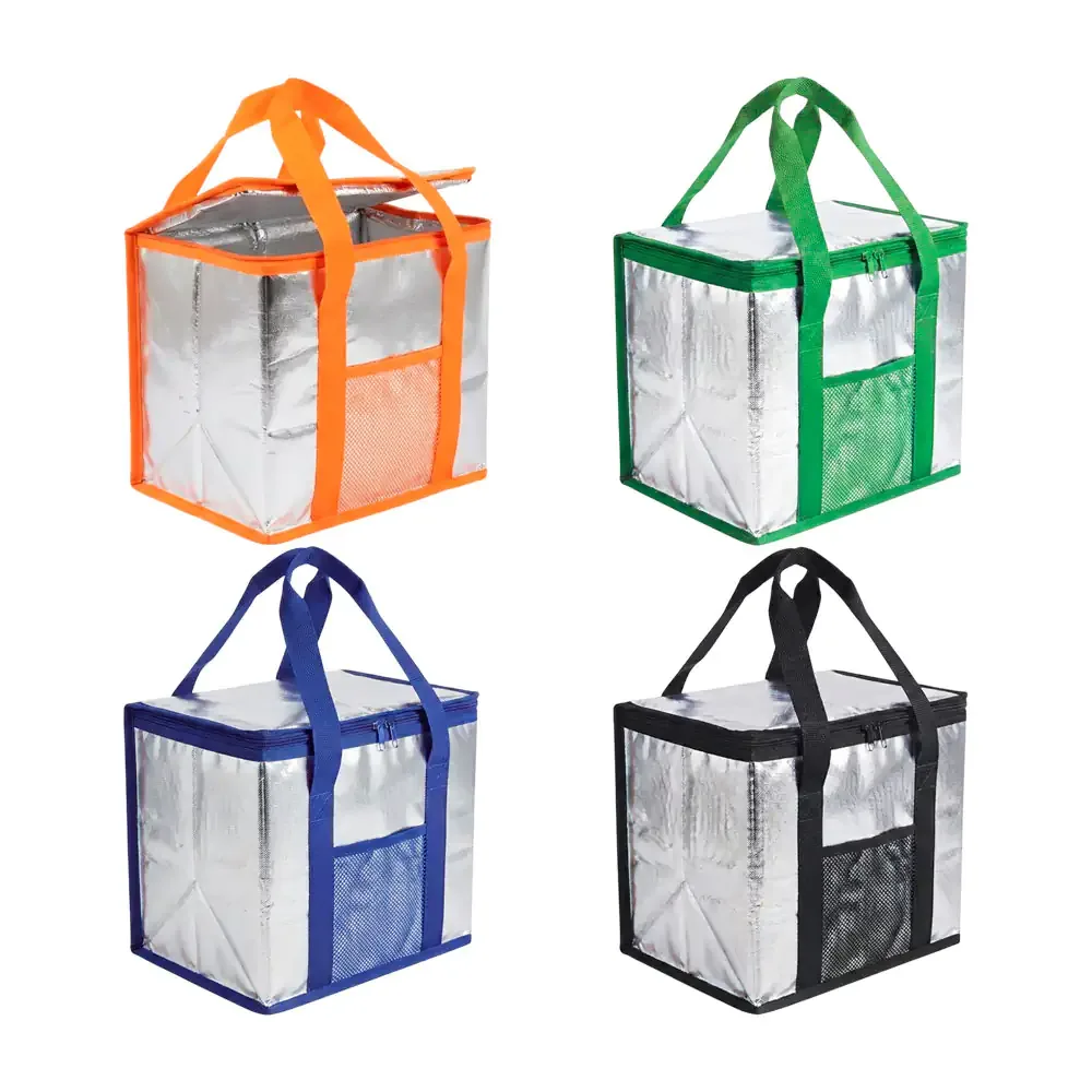 Bolsa lonchera térmica de 1 compartimento + red, 35x38c20cm, variedad de colores
