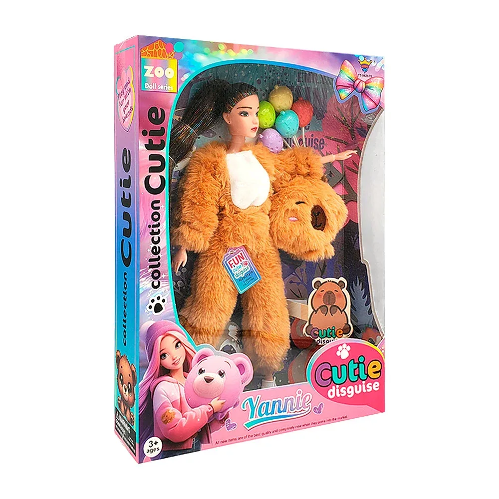 Muñeca articulada con disfraz afelpado + accesorios / yannie / cutie disguise