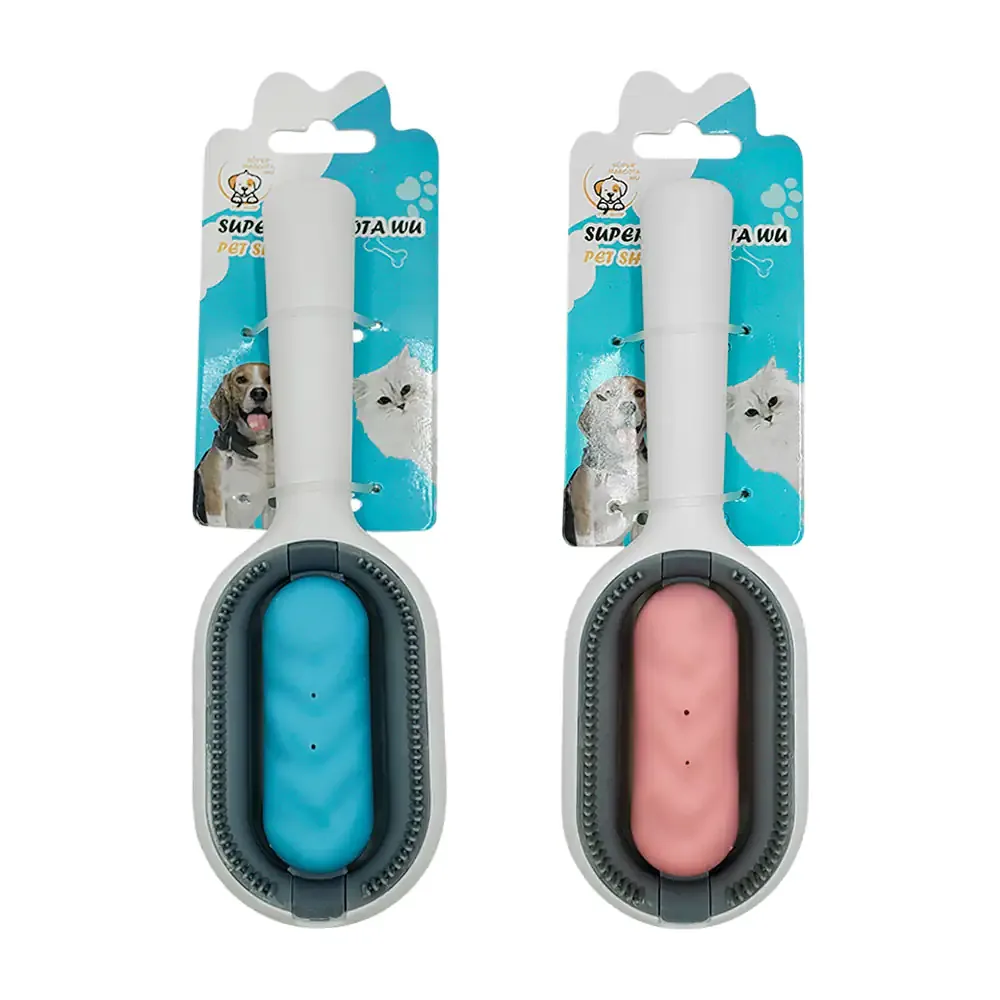 Cepillo para mascota con cerdas de plástico, diseño ergonómico + tanque de agua