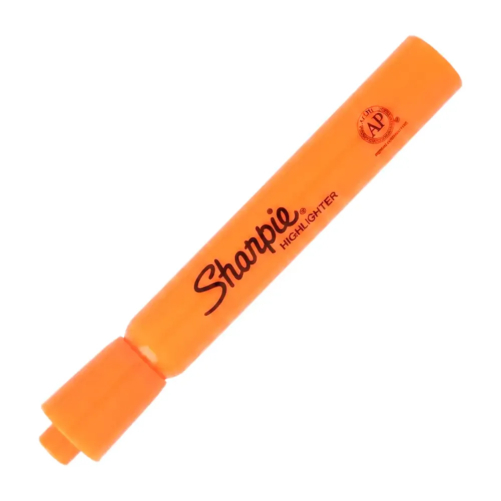 1pza marcatextos resaltador sharpie en color naranja neón con punta cincel