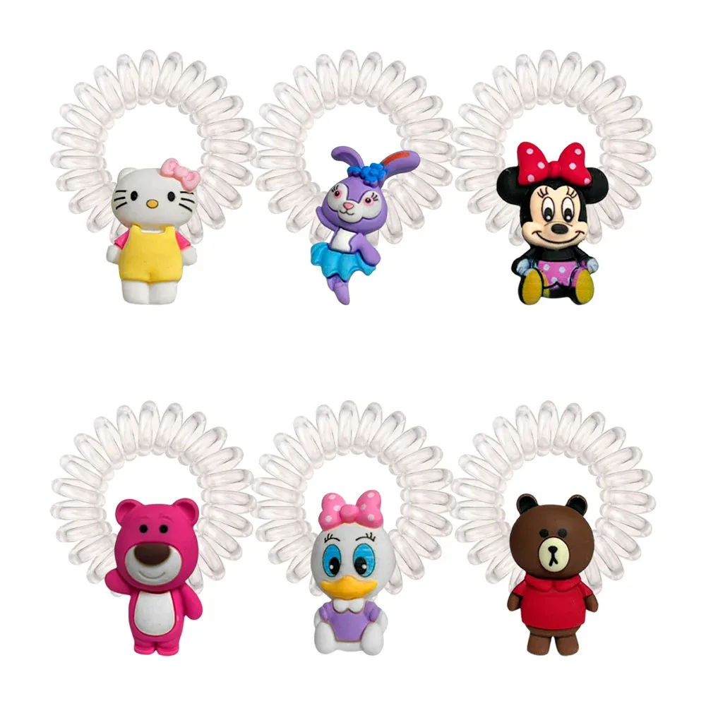 1pza Dona liga en espiral transparente con diseño de personajes minnie mouse, hello kitty, lotso / 532217