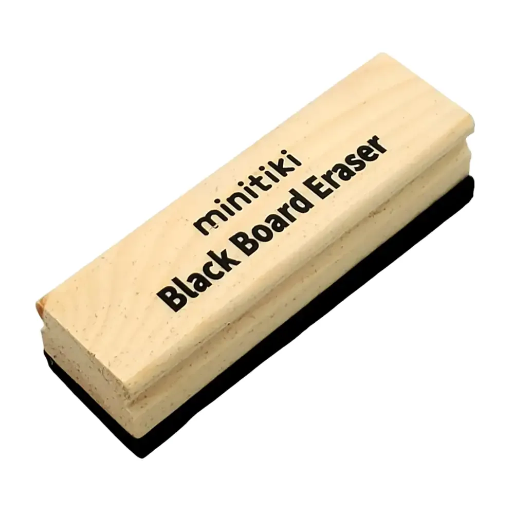 Borrador para pizarrón con mango de madera ergonómico y fieltro en color negro, 13x4cm