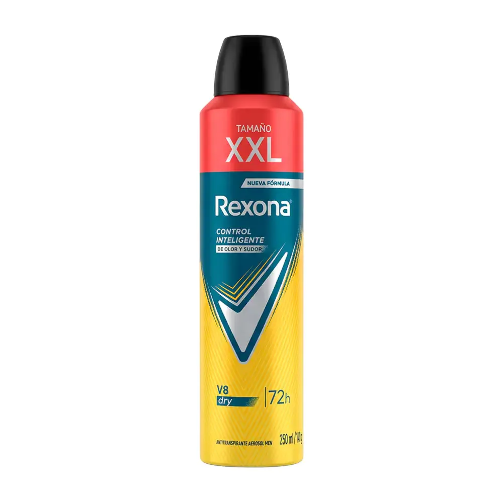 1pza Desodorante antitranspirante rexona en aerosol, aroma v8 dry, 250ml