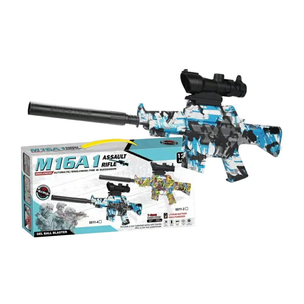 Pistola de juguete m16a1assault rifle con diseño grafiti, 2 modos de disparo y bolitas de hidrogel 7-8mm / 5511-4