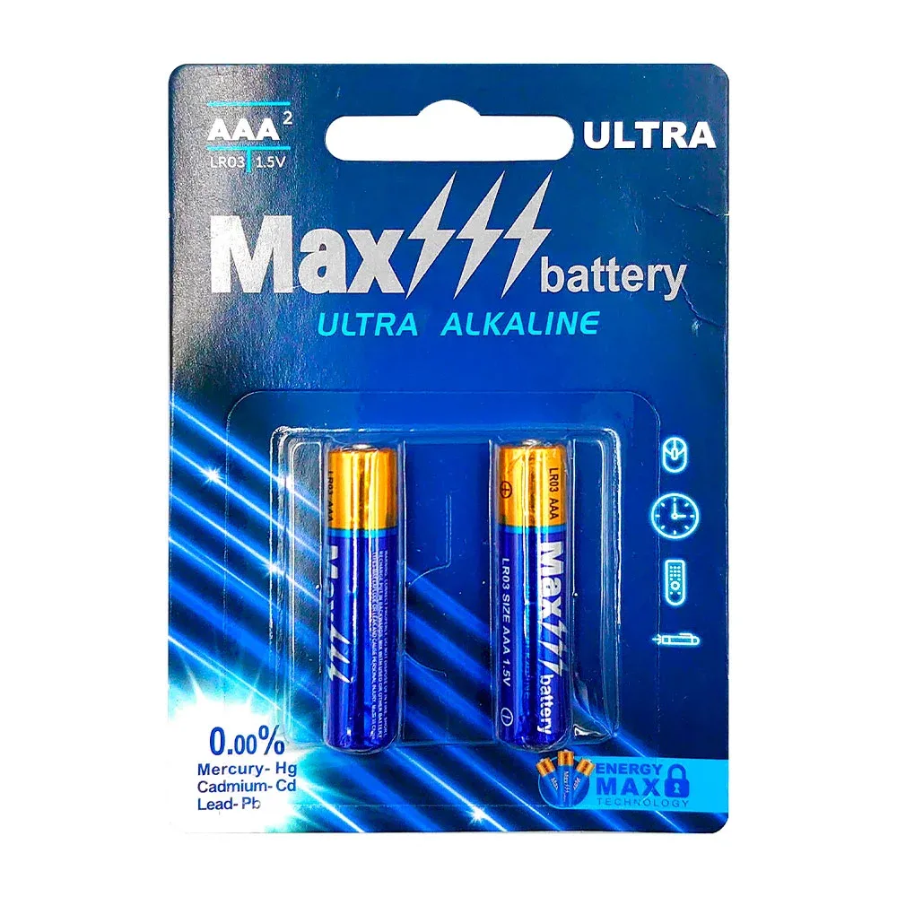 Blíster con 2 pilas / baterías max battery triple aaa ultra alcalinas