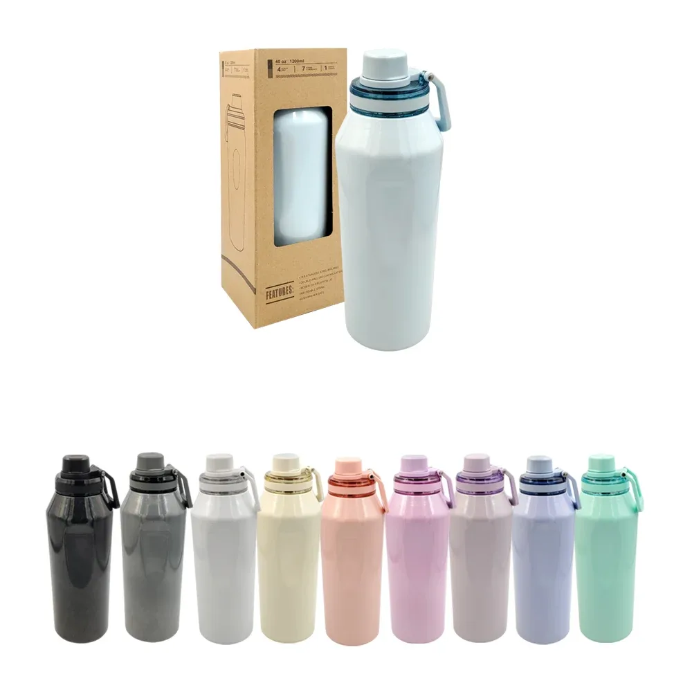 Botella termo de acero inoxidable, colores lisos con efecto holográfico, 40oz
