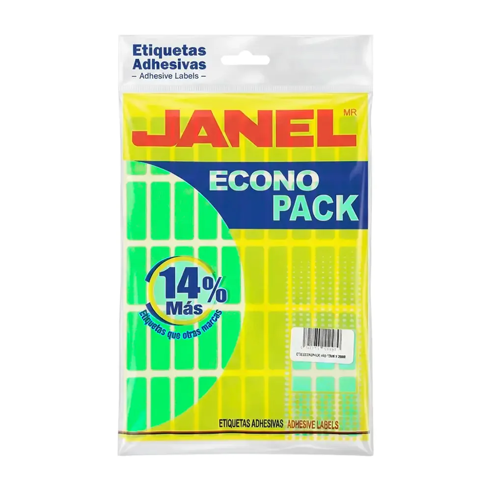 Paquete con 400 etiquetas janel de 13x38mm en color verde / 3699