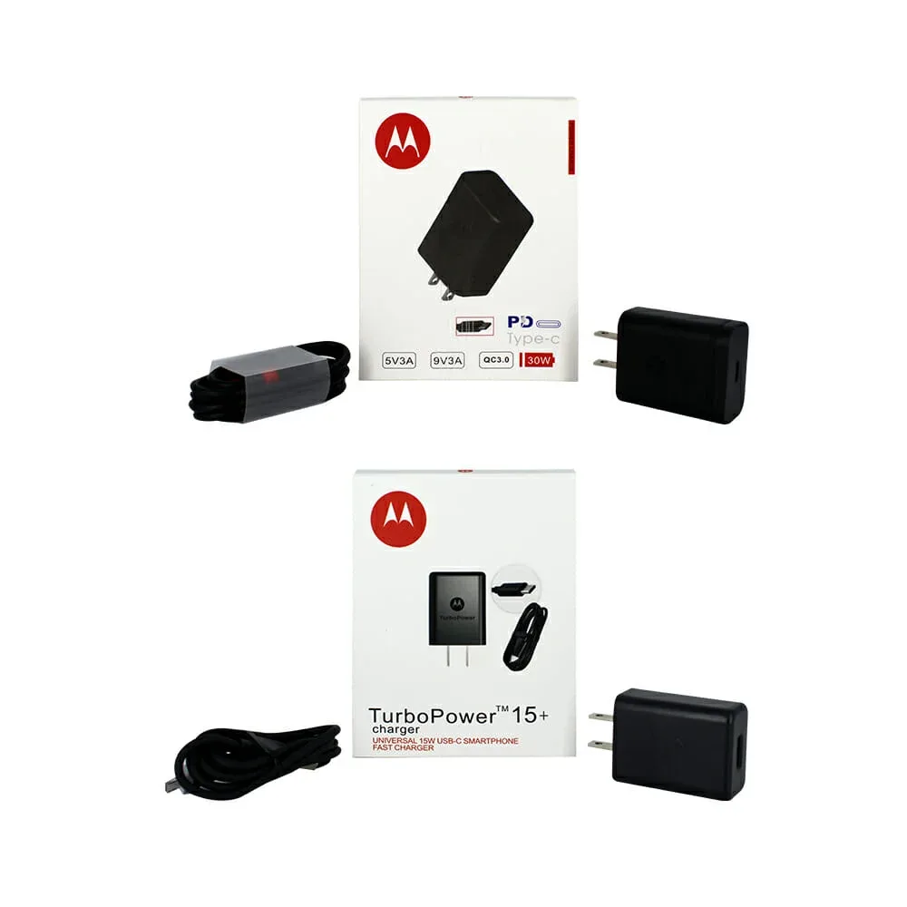 Combo cargador con cubo + cable entrada tipo c o v8 para carga pd 15w, 30w o 60+ / turbo power 30+ / ft-1312 / ft-1315 / lu5437