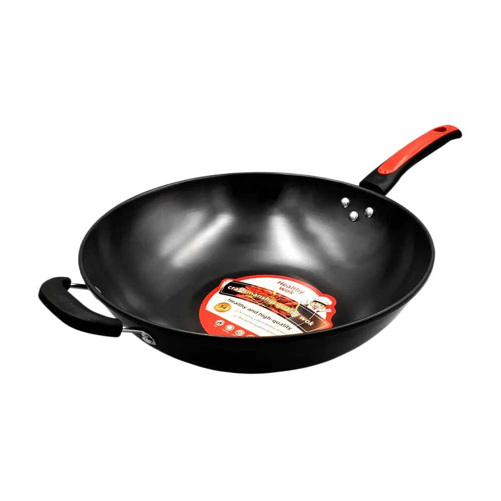 Sartén wok hondo antiadherente con mango de plástico, 34.5cm / healthy wok