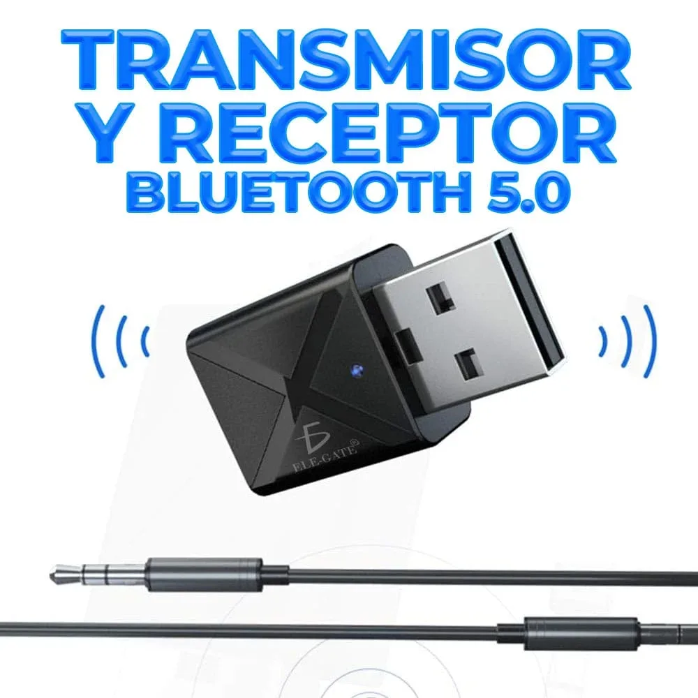Transmisor receptor inalámbrico usb bluetooth ele-gate con cable auxiliar 3.5mm para audio / bt.09