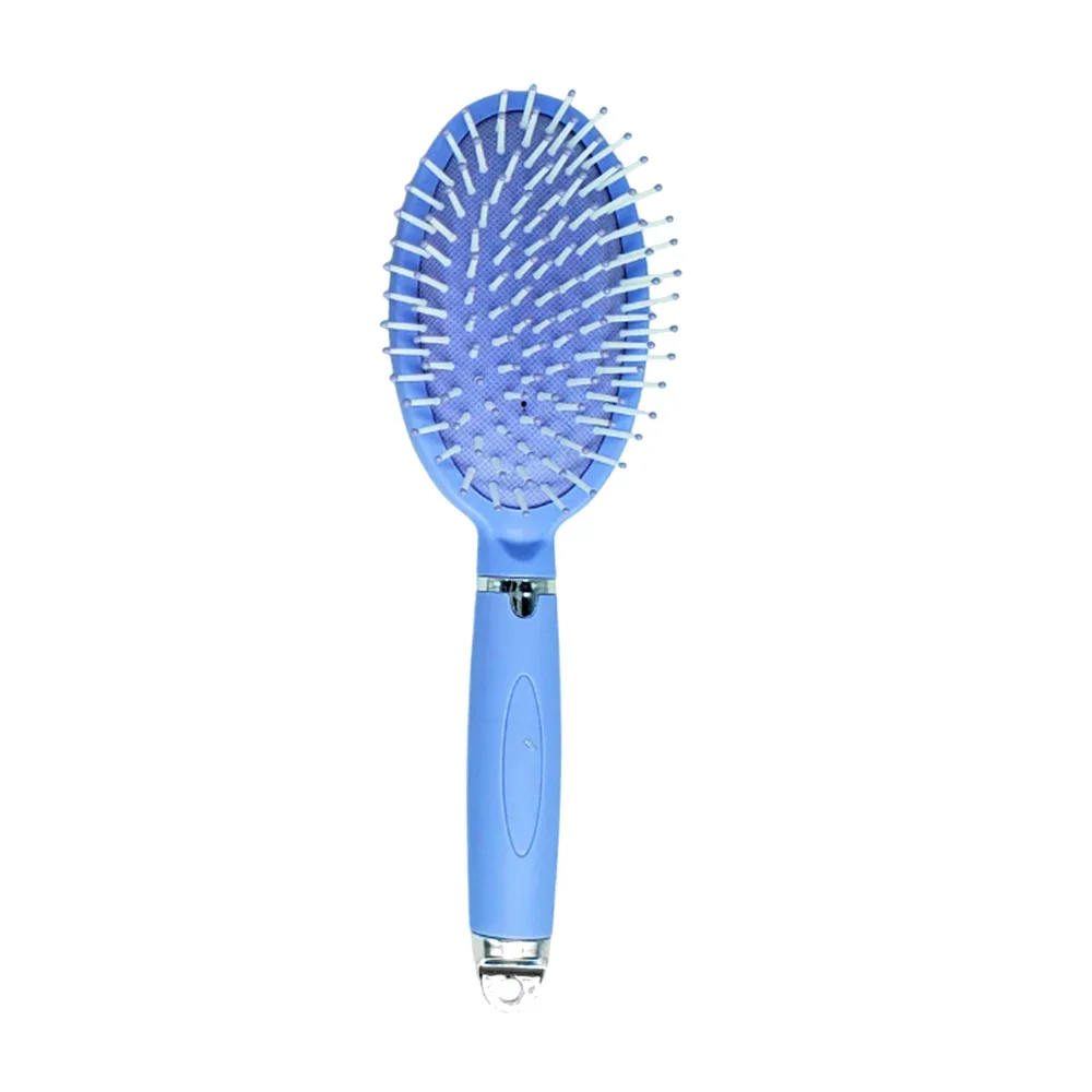 1pza Cepillo redondo de plástico con cerdas suaves para cabello, variedad de colores mate / a298